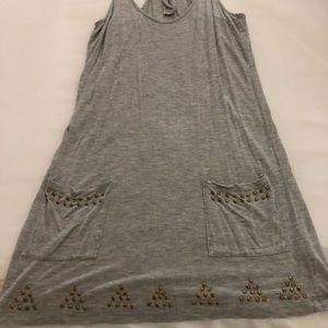 Obey tank dress with studs and leather pull zipper